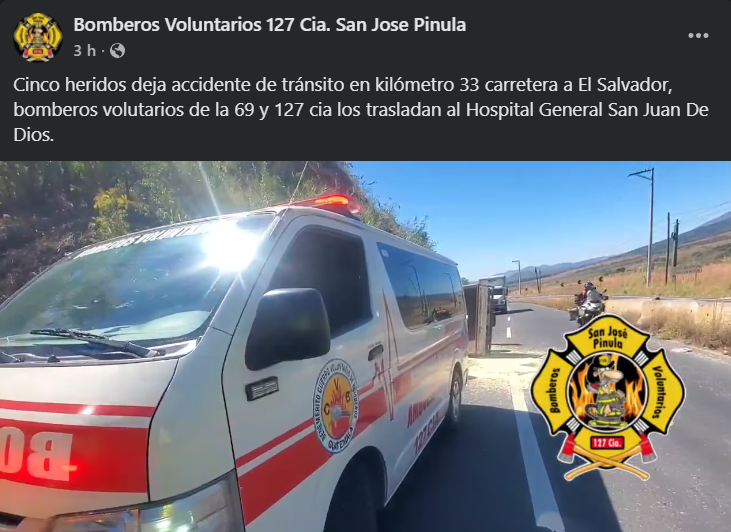 Captura de pantalla: Bomberos Voluntarios 127 Cia. San Jose Pinula