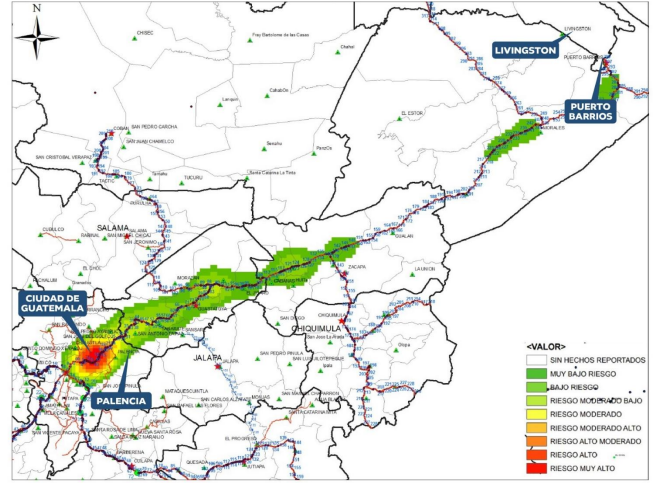 La ruta CA-9 Norte, que conduce al Atlántico, representó el 13%de los hechos de tránsito suscitados en 2025.