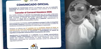 La municipalidad mazateca hizo oficial la suspensión del Carnaval Mazateco 2026 ante la situación de inseguridad que se vive.