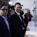 Edgar Ortiz y Gregorio Saavedra ante la CC por Decreto 07-2025, Ley de Codedes. Foto La Hora: Daniel Ramírez