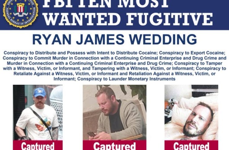 El fugitivo más buscado de los diez, Ryan Wedding, ha sido arrestado en México y traído de regreso a los Estados Unidos. Foto: FBI