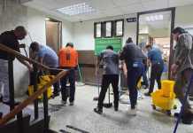 Una fuga de agua se registró en el décimo nivel de la Torre de Tribunales que causó inundación en la Sala Primera de Apelaciones Penal. Foto La Hora: Sergio Osegueda