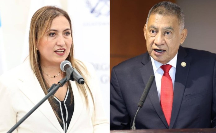 La magistrada Claudia Paredes y el magistrado Luis Mauricio Corado Campos. Foto La Hora: Organismo Judicial