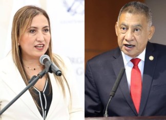 La magistrada Claudia Paredes y el magistrado Luis Mauricio Corado Campos. Foto La Hora: Organismo Judicial