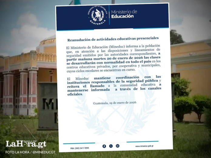 Mineduc confirmo la reanudación de clases presenciales de este martes 20 de enero de 2026. Foto: La Hora/ Mineduc