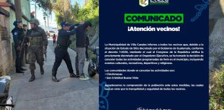 Comunicado de cancelación de actividades de la feria de Santa Elena Barillas. Foto La Hora: Municipalidad de Villa Canales