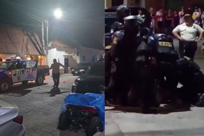 Hombre que falleció tras ser detenido por dañar una patrulla en la isla de Flores, Petén. Foto La Hora: Captura de pantalla