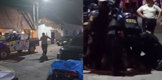 Hombre que falleció tras ser detenido por dañar una patrulla en la isla de Flores, Petén. Foto La Hora: Captura de pantalla