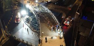 Construcción del paso a desnivel de Santa Catarina Pinula. Foto La Hora: Sebastián Siero
