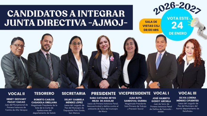 La planilla 1 está liderada por la jueza Sara Catalina Reyes. 