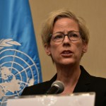 Margaret Satterthwaite, relatora especial de Naciones Unidas sobre la independencia de magistrados y abogados, en una rueda de prensa en mayo pasado. Foto La Hora: Daniel Ramírez.