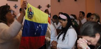 Feligreses se reúnen para celebrar la Santa Misa por Venezuela en la Parroquia de la Virgen del Camino.