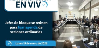 Retransmisión del Congreso donde jefes de bloque se reúnen para fijar la agenda legislativa. Foto La Hora: Francisco Altán