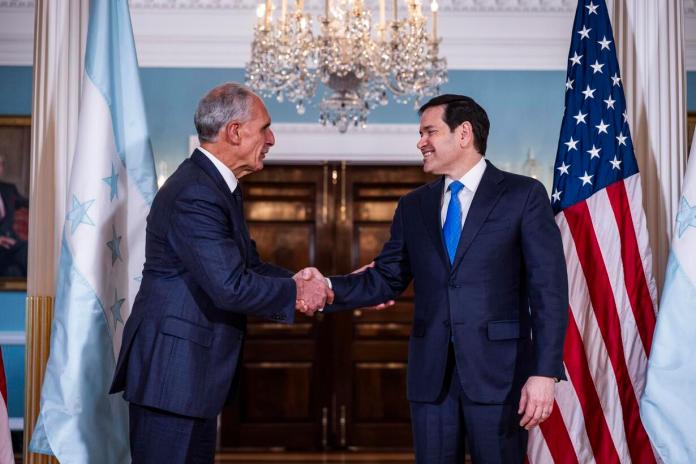 Marco Rubio y Nasry Asfura durante su reunión en Washington para fortalecer la cooperación entre EE. UU. y Honduras.