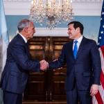 Marco Rubio y Nasry Asfura durante su reunión en Washington para fortalecer la cooperación entre EE. UU. y Honduras.