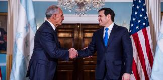 Marco Rubio y Nasry Asfura durante su reunión en Washington para fortalecer la cooperación entre EE. UU. y Honduras.