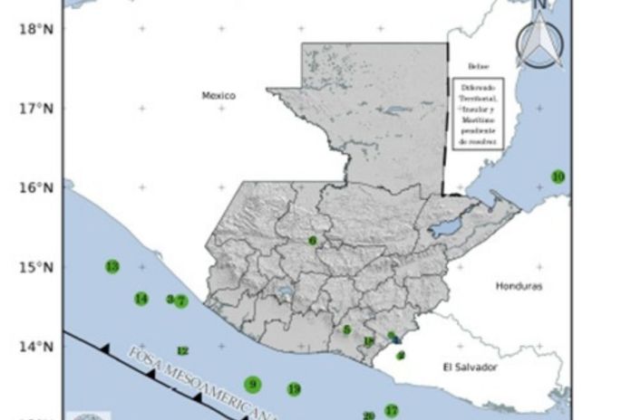 Mapa de sismos registrados en el territorio nacional. Foto La Hora: Insivumeh