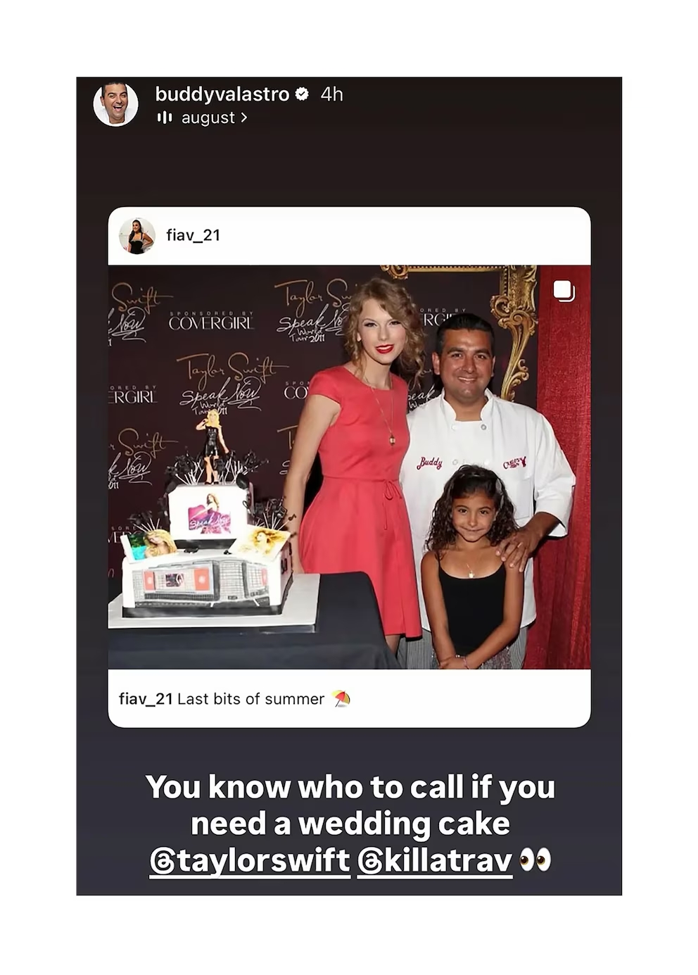 Historia de Buddy Valastro en la que le ofrece hacer su pastel de bodas a Taylor Swift. Foto La Hora: Captura de pantalla.