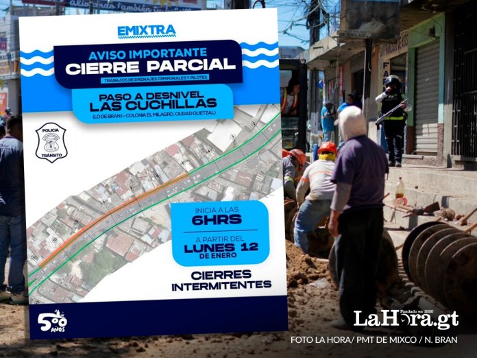 Desde el lunes 12, la PMT de Mixco hará un cierre parcial en la cuchilla El Milagro por trabajos de drenajes y fundición de pilotes en el lugar.