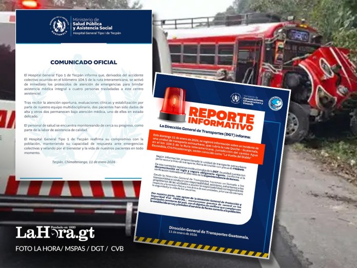 Dos de las víctimas del accidente en ruta interamericana han sido dados de alta, según hospital de Tecpán.