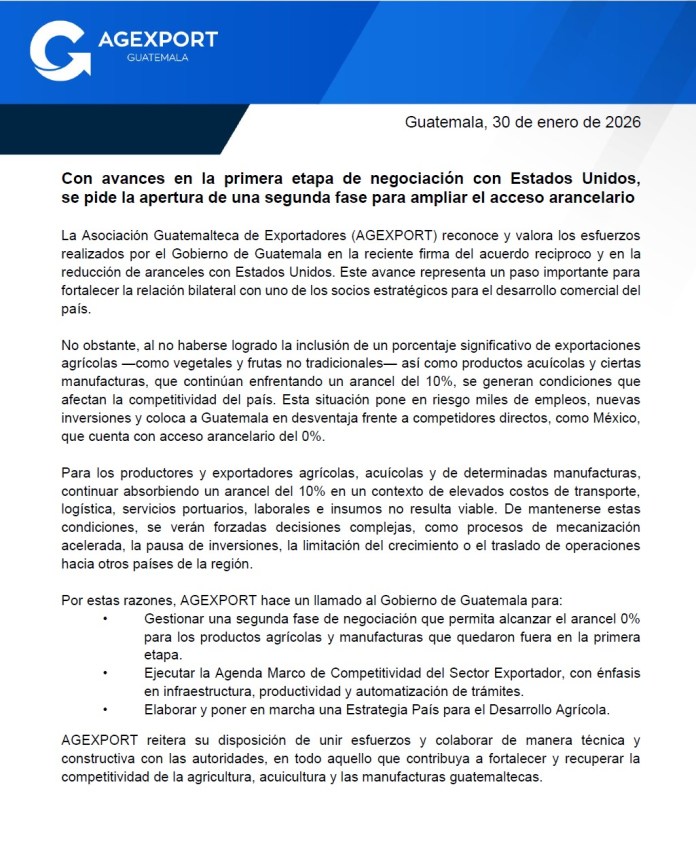 agexport aranceles cero