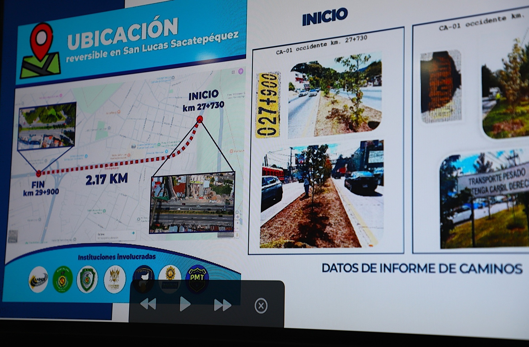 El carril reversible que se busca habilitar en San Lucas Sacatepéquez tendría una longitud de 2.2 kilómetros. 