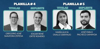 La Planilla 4, de Gregorio Saavedra y Edgar Ortíz, y la Planilla 5, apoyada por funcionarios judiciales, disputarán una segunda vuelta. Diseño La Hora: Roberto Altán