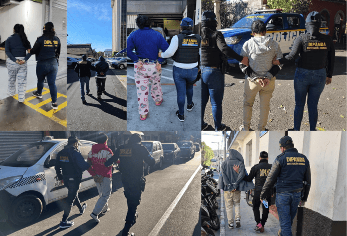 Diez presuntos extorsionistas capturados en allanamientos en varios departamentos.