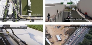 Los pasos a desnivel se construyen en el ingreso a San José Pinula y la obra está a cargo de la municipalidad de Santa Catarina Pinula. También está el de la calzada Roosevelt, Mixco y Villa Nueva.