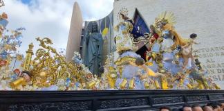 Luego de 22 horas de recorrido procesional, la Inmaculada Concepción de templo de Don Bosco retorno a su templo. Foto La Hora: José Arrecis