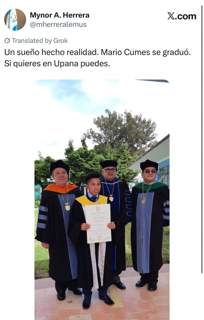 Captura de un repost publicado por Mynor Herrera en su cuenta de X, 