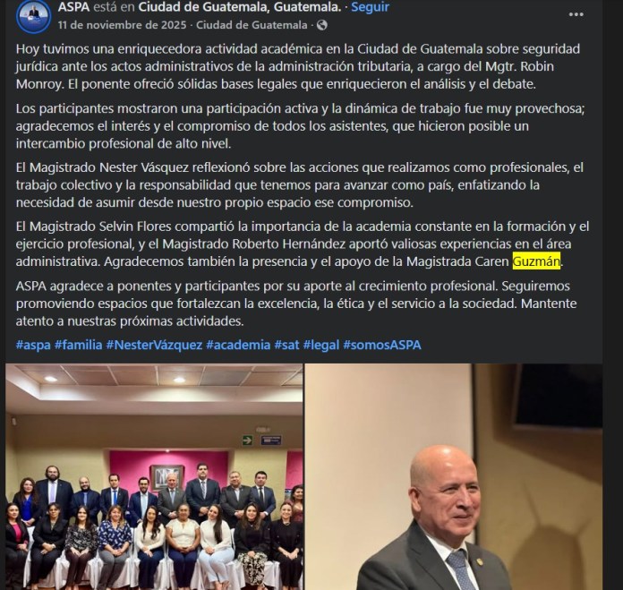 ASPA destaca el apoyo de la magistrada Caren Guzmán. Foto La Hora: ASPA