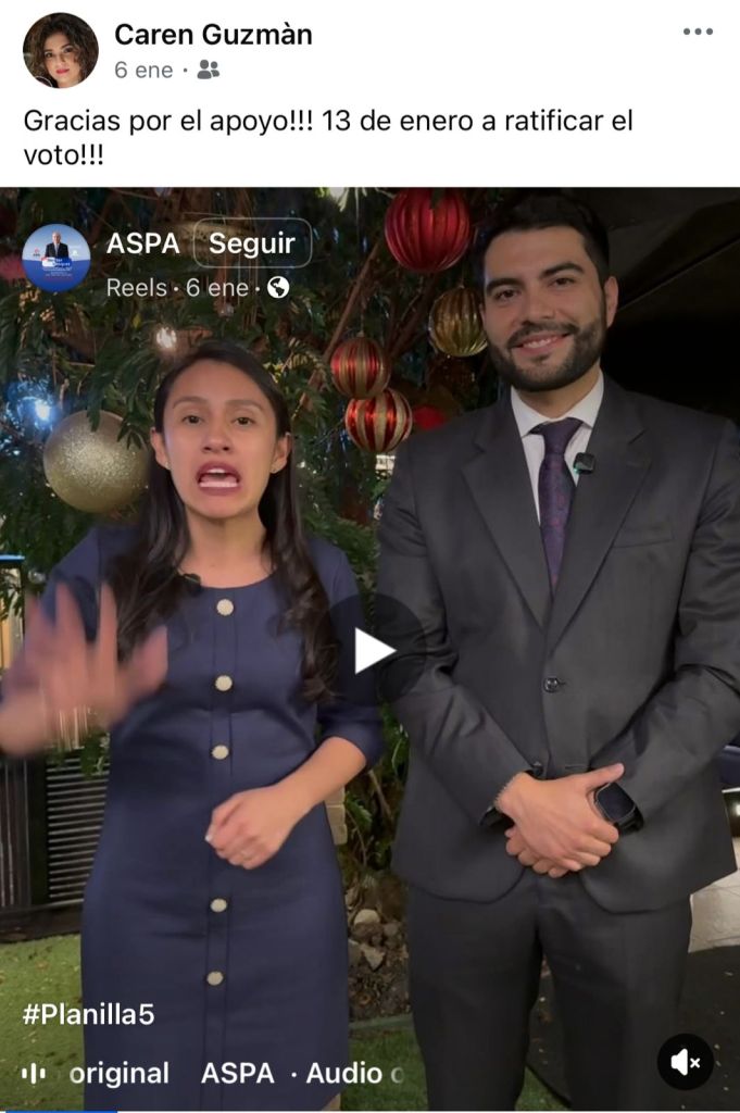 La magistrada Gúzman pidió el apoyo a la planilla que era apoyada por ASPA. Foto La Hora: RRSS