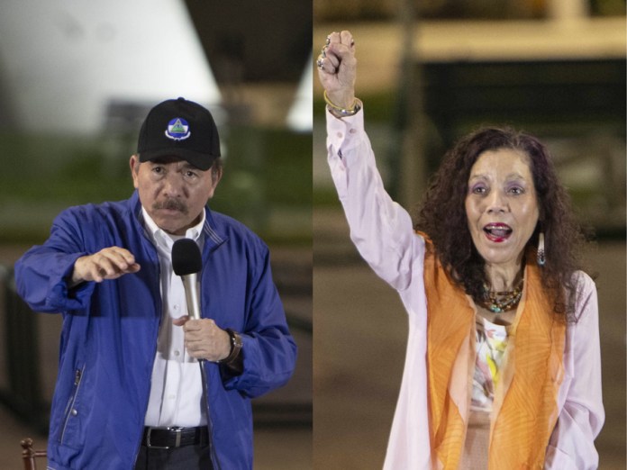 Combo de fotografías de archivo que muestra al presidente de Nicaragua, Daniel Ortega (i), y su esposa, Rosario Murillo. Foto La Hora: EFE