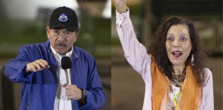 Combo de fotografías de archivo que muestra al presidente de Nicaragua, Daniel Ortega (i), y su esposa, Rosario Murillo. Foto La Hora: EFE