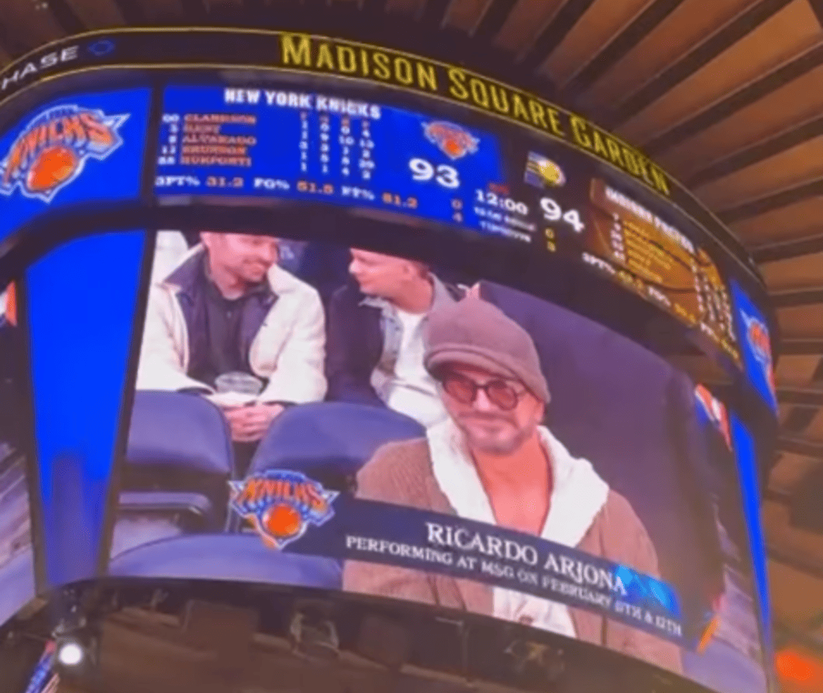 Proyección de Ricardo Arjona, en el Madison Square Garden.Foto: Stories Instagram/ ricardoarjona 