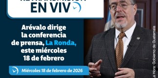El presidente Bernardo Arévalo ofrece declaraciones en conferencia semanal de prensa, La Ronda. Foto La Hora: Francisco Altán