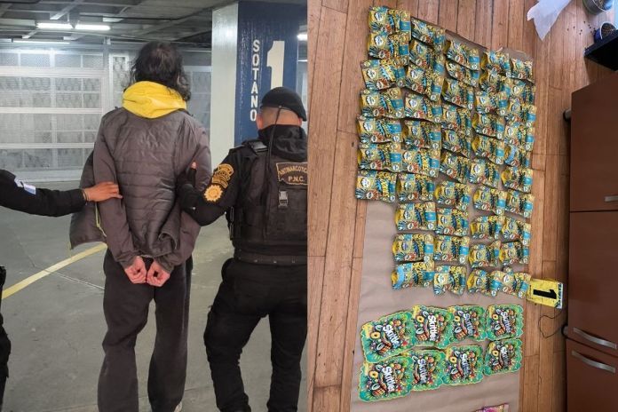 Allanamiento en edificio capitalino deja un detenido y droga incautada. Foto La Hora: PNC.