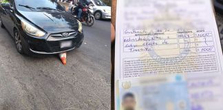 PNC sanciona a automovilista por afectar señales de tránsito durante operativo. Foto La Hora: PNC Tránsito.