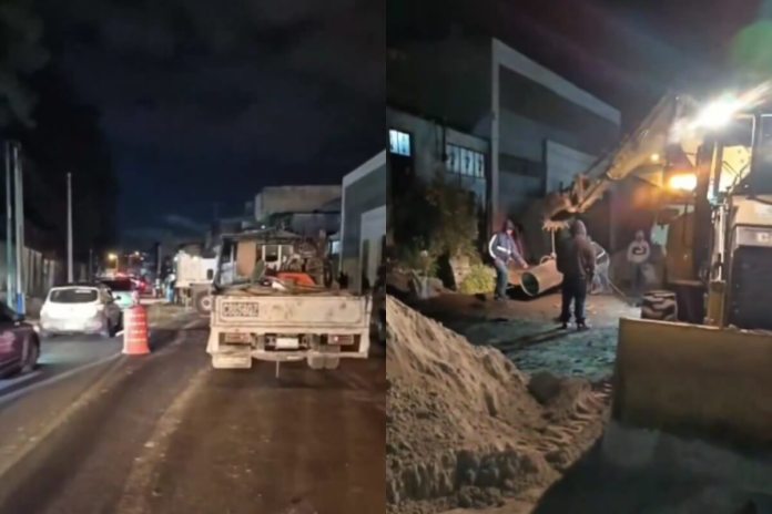 Los trabajos de reparación de la tubería dañada en la avenida Petapa generaron caos vehicular durante las primeras horas de este martes 24 de febrero.
