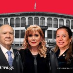 Los magistrados Roberto Molina Barreto, Dina Ochoa y Claudia Paniagua.