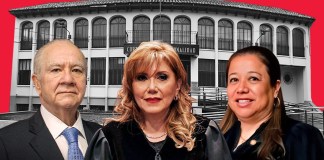 Los magistrados Roberto Molina Barreto, Dina Ochoa y Claudia Paniagua.