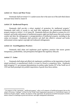 Acuerdo entre EE. UU. y Guamtemala sobre comercio recíproco