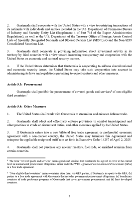 Acuerdo entre EE. UU. y Guamtemala sobre comercio recíproco