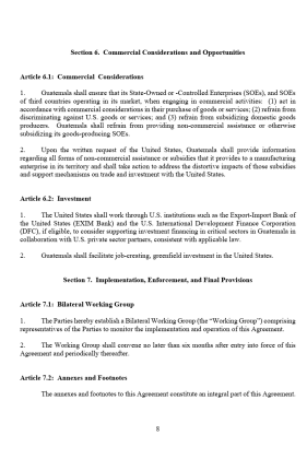 Acuerdo entre EE. UU. y Guamtemala sobre comercio recíproco