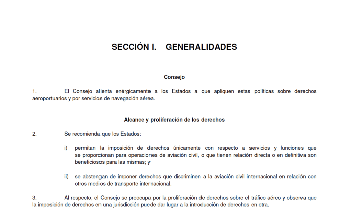 derechos aeroportuarios de la OACI