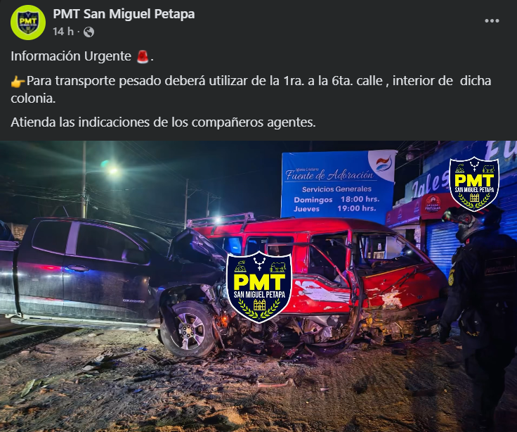 Ataque armado deja una persona fallecida en San Miguel Petapa.Foto: PMT San Miguel Petapa 