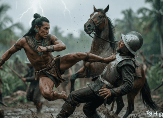 Una reinterpretación contemporánea realizada con inteligencia artificial de Tecún Umán. Foto: elprincipekiche