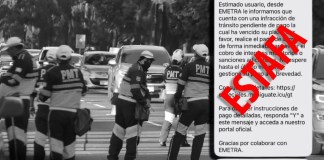 Alertan sobre estafas mediante mensajes falsos por supuesto cobro de infracciones