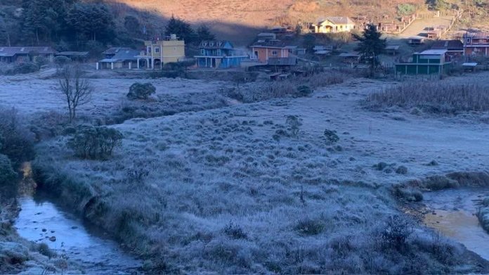 Escarcha registrada en Huehuetenango. Foto La Hora: Clima Guatemala